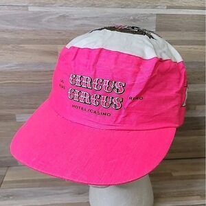 Vintage Circus Circus Hat Las Vegas Casino Clown Painters Cap 90s Pink Snapback